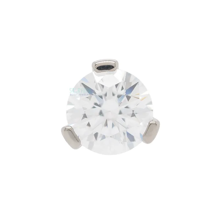 Industrial Strength IS Rings 2mm 3 ProngSet Threaded End with Faceted Gem