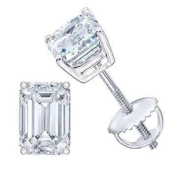 GB Earrings Emerald 3 Carats Natural Earth Mined Diamond Women Stud Earring White Gold 14K Jewelry GB Earrings Emerald 3 Carats Natural Earth Mined Diamond Women Stud Earring White Gold 14K Jewelry