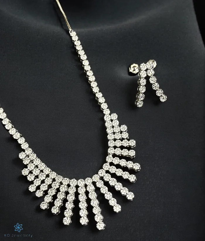 Imported Necklaces The Larra Sparkle Silver Necklace Earrings