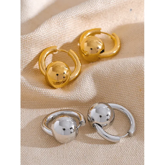 Mabel Love Co Earrings Sphere Bead Hoop Earrings