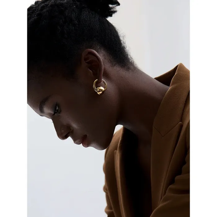 Mabel Love Co Earrings Sphere Bead Hoop Earrings