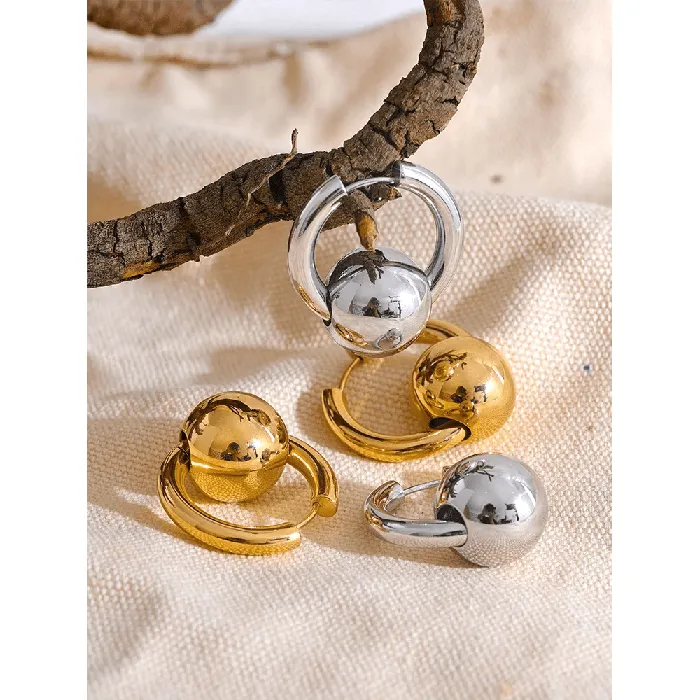 Mabel Love Co Earrings Sphere Bead Hoop Earrings