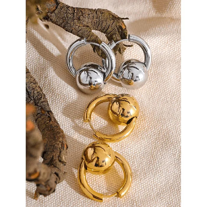 Mabel Love Co Earrings Sphere Bead Hoop Earrings
