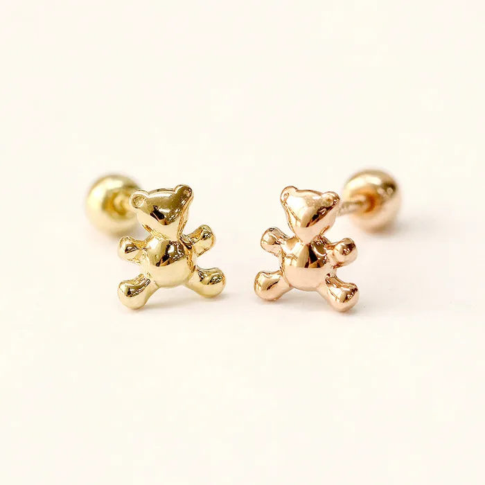 MinimalBijoux Earrings 14K Gold Baby Bear Cartilage Earring 20G18G16G