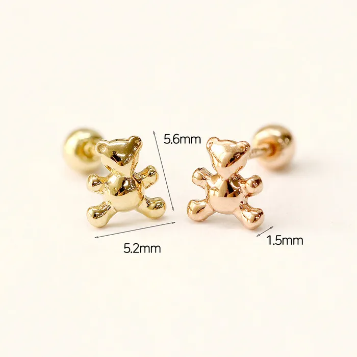 MinimalBijoux Earrings 14K Gold Baby Bear Cartilage Earring 20G18G16G