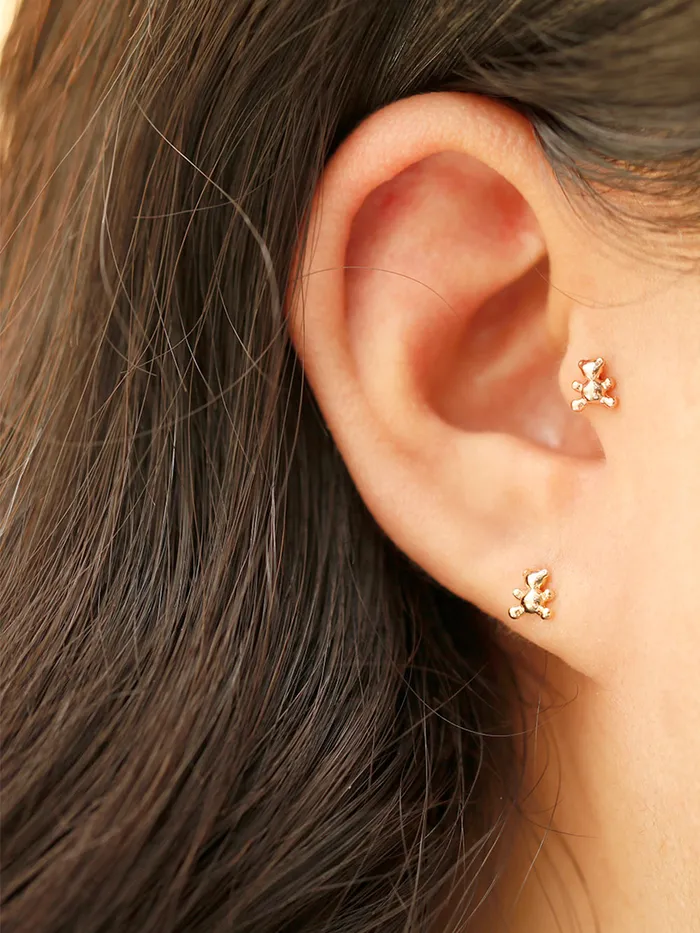 MinimalBijoux Earrings 14K Gold Baby Bear Cartilage Earring 20G18G16G