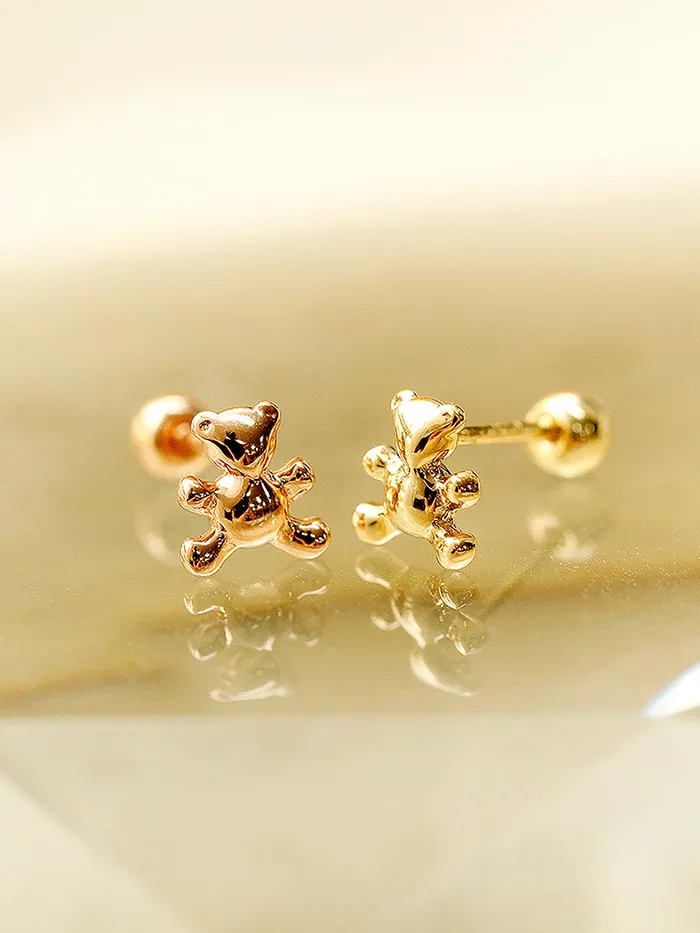 MinimalBijoux Earrings 14K Gold Baby Bear Cartilage Earring 20G18G16G