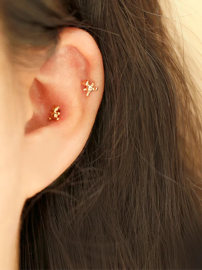 MinimalBijoux Earrings 14K Gold Baby Bear Cartilage Earring 20G18G16G