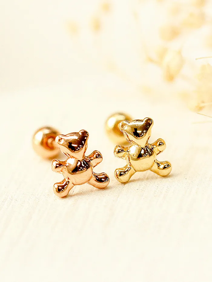 MinimalBijoux Earrings 14K Gold Baby Bear Cartilage Earring 20G18G16G
