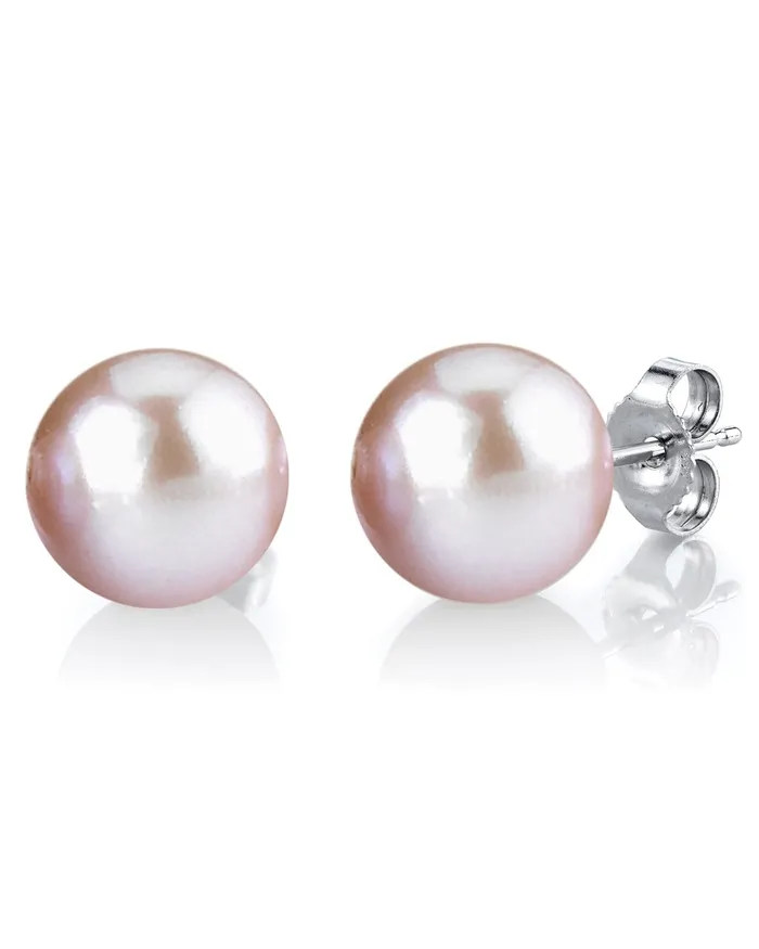 SPT Earrings 12mm Pink Freshwater Round Pearl Stud Earrings