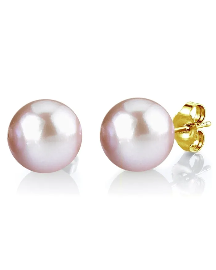 SPT Earrings 12mm Pink Freshwater Round Pearl Stud Earrings
