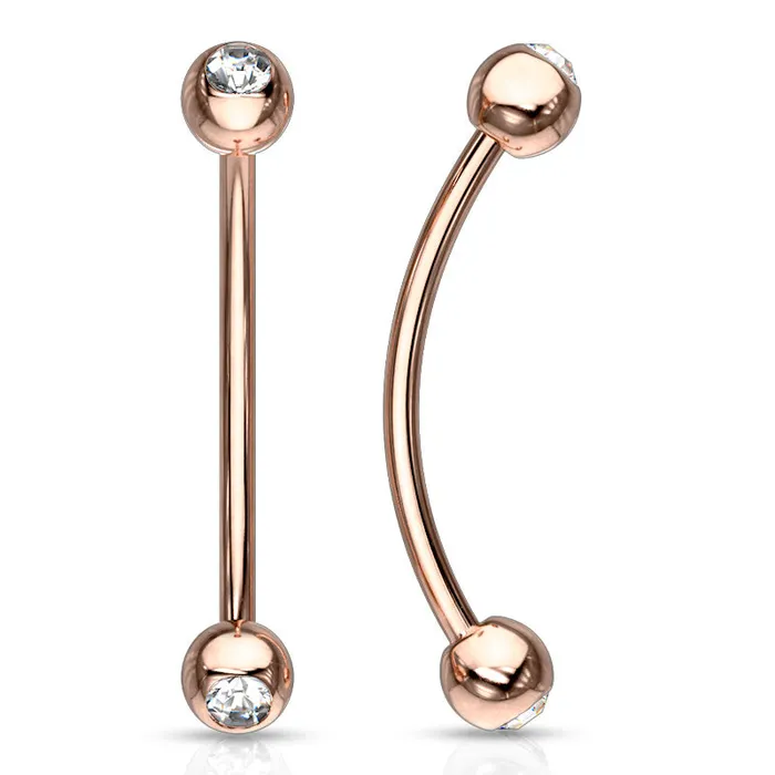 Tulsa Body Jewelry 16g Rose Gold CZ Snake Eyes Barbell Earrings