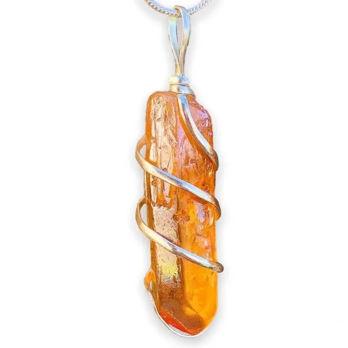 Necklaces Magic Crystals Aura Quartz Spiral Wrapped Pendant Necklace