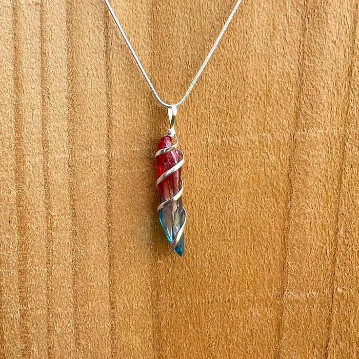 Necklaces Magic Crystals Aura Quartz Spiral Wrapped Pendant Necklace