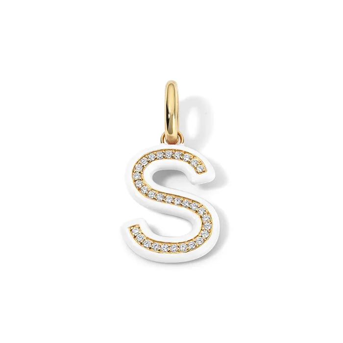 SG Fine Charm Necklaces Enamel Pave Initial Charm