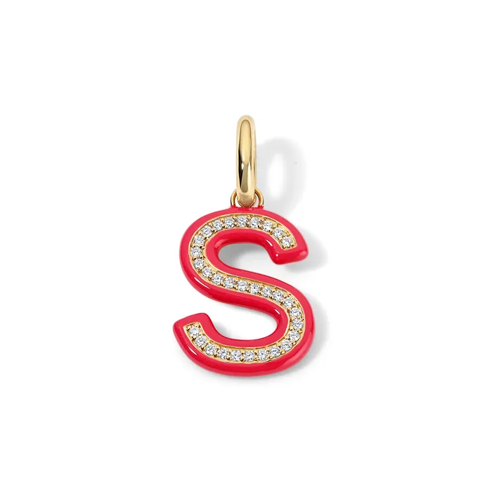 SG Fine Charm Necklaces Enamel Pave Initial Charm
