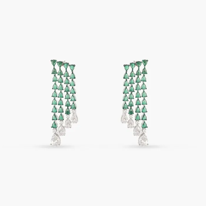 SILVER Earrings Emeraude Cocktail Silver Earrings