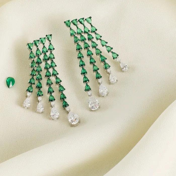 SILVER Earrings Emeraude Cocktail Silver Earrings