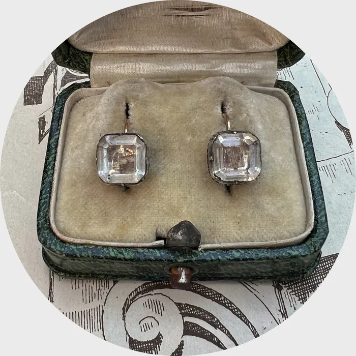 21stfinds Earrings 17th Century Stuart Crystal Hairwork Earrings