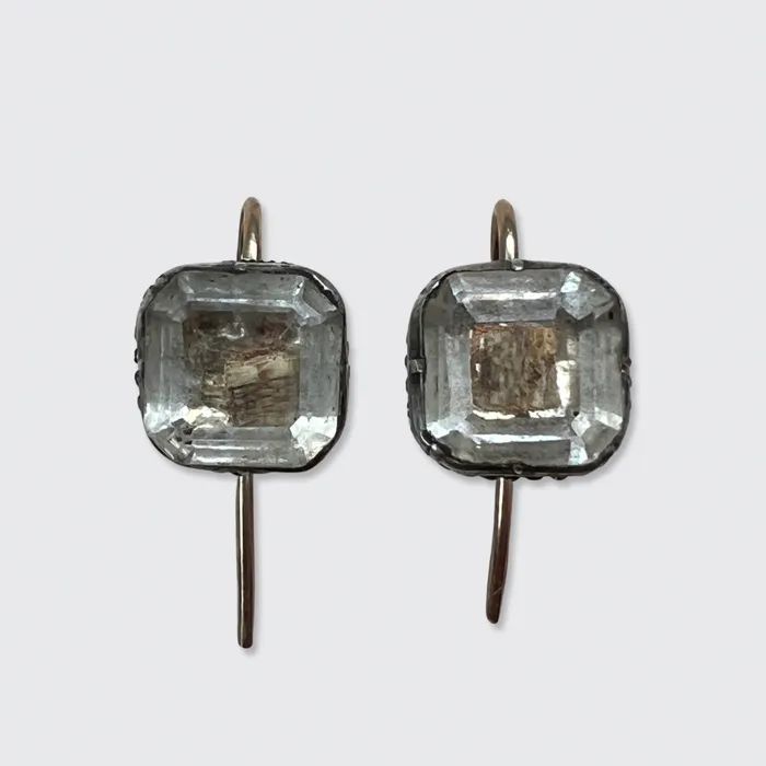 21stfinds Earrings 17th Century Stuart Crystal Hairwork Earrings 21stfinds Earrings 17th Century Stuart Crystal Hairwork Earrings