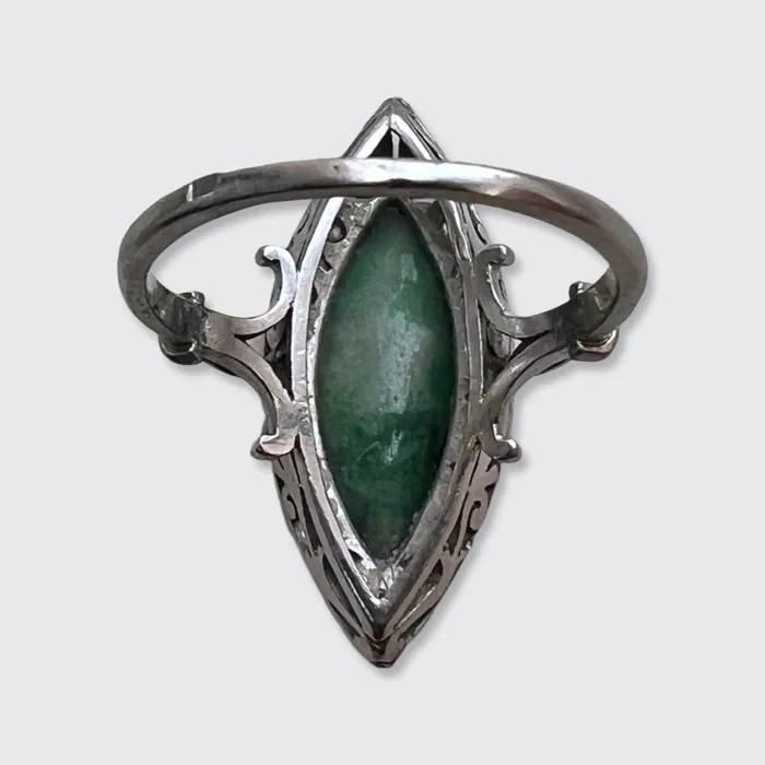 21stfinds Rings Art Deco Jadeite Marquise Navette Ring