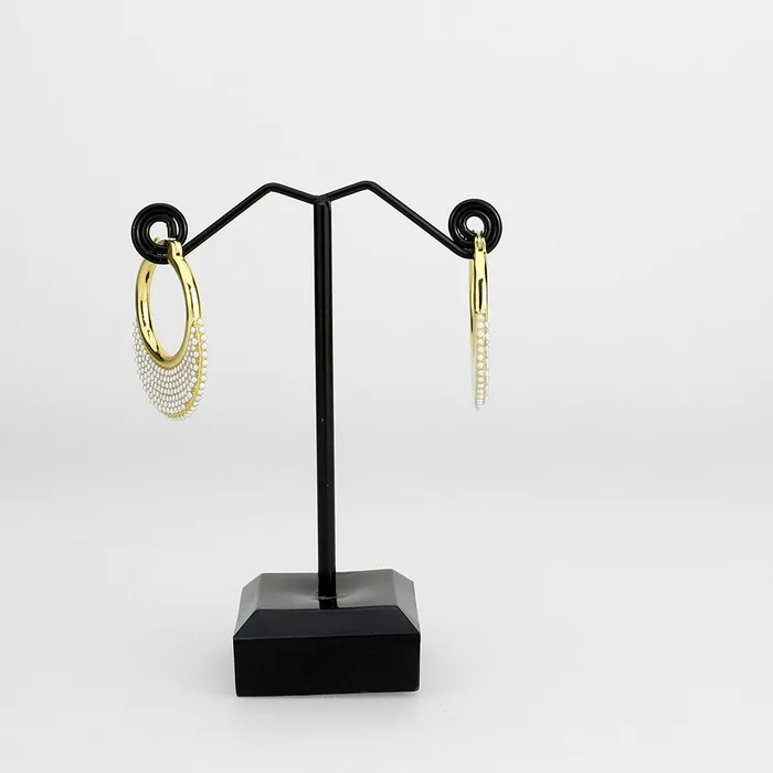 3W1785 Flash Gold Brass Earring with Synthetic in White Alamode Earrings