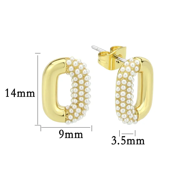3W1793 Flash Gold Brass Earring with Synthetic in White Alamode Earrings