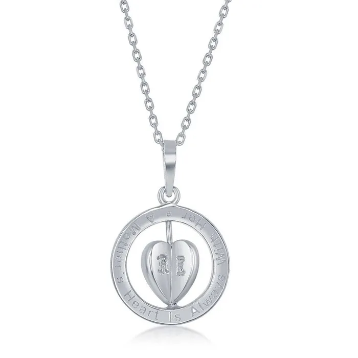 A Mothers Heart is Always with Her Children Spinning 3D Heart Sterling Silver Necklace Classic Necklaces A Mothers Heart is Always with Her Children Spinning 3D Heart Sterling Silver Necklace Classic Necklaces