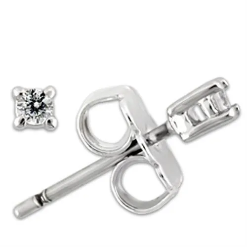 Alamode Earrings 0W168 Rhodium 925 Sterling Silver Earrings with AAA Grade CZ in Clear