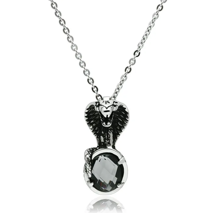 Alamode Necklaces TK552 High polished no plating Stainless Steel Necklace with Synthetic Acrylic in Jet