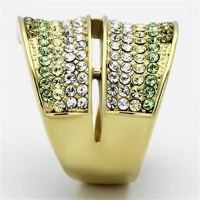 Alamode Rings TK1146 IP GoldIon Plating Stainless Steel Ring with Top Grade Crystal in Multi Color