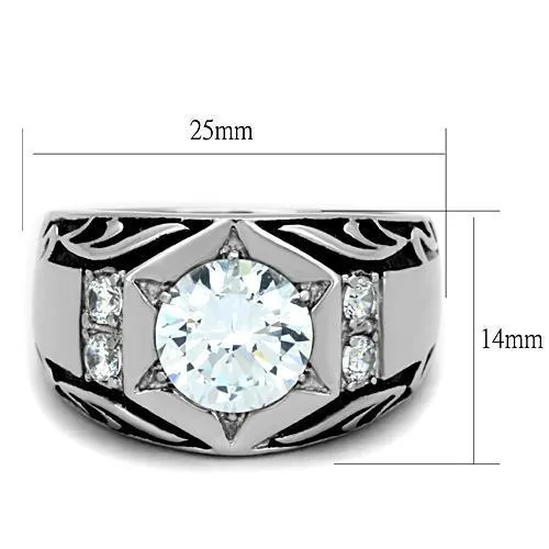 Alamode Rings TK1606 High polished no plating Stainless Steel Ring with AAA Grade CZ in Clear