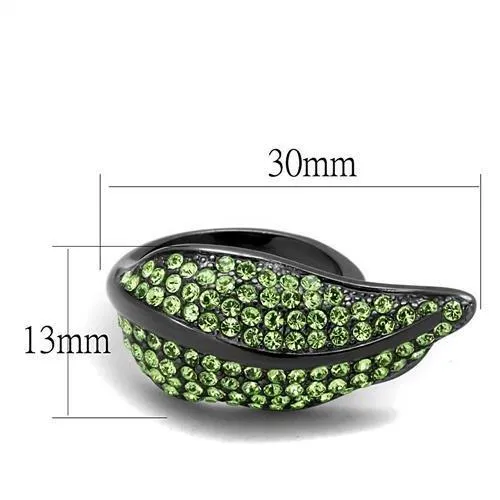 Alamode Rings TK985LJ IP Light Black IP Gun Stainless Steel Ring with Top Grade Crystal in Peridot