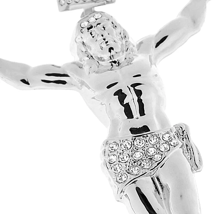 Bling Cartel Admin Necklaces Jesus Body Crucifix Cross Huge Pendant Silver Tone 45 Inches