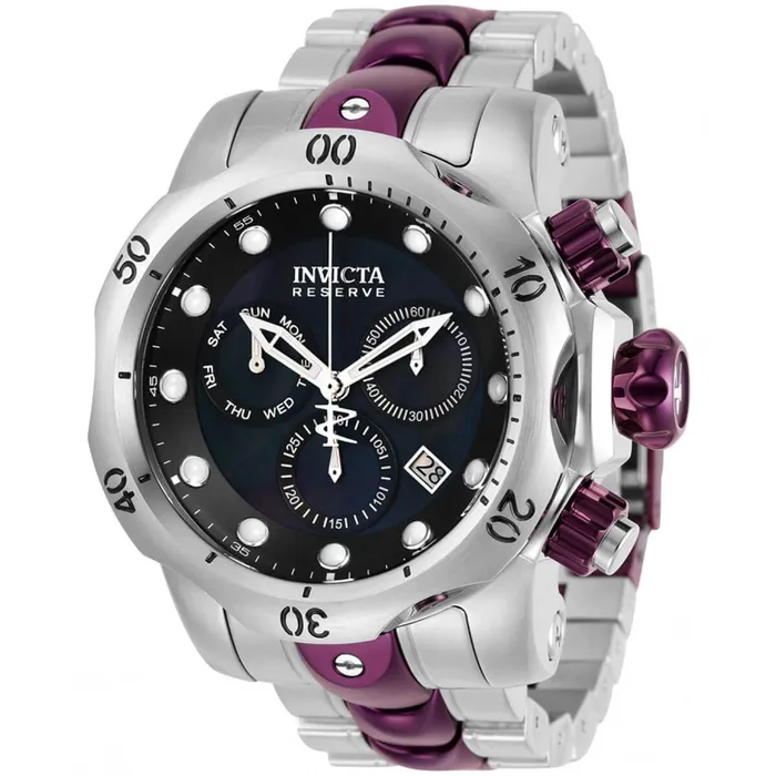 Bracelets Invicta Invicta Mens Chrono Watch Reserve Venom Black MOP Dial Two Tone Bracelet 32127