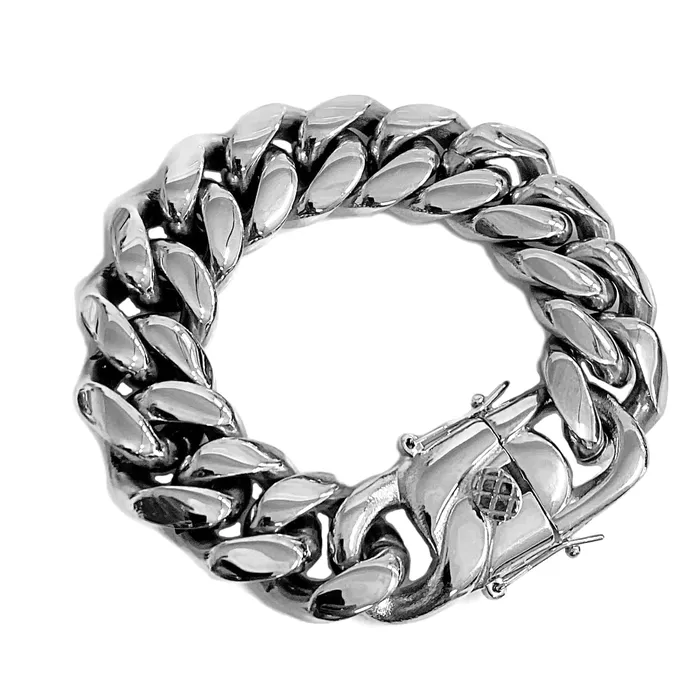 Bracelets Mens 316L Stainless Steel Miami Cuban Link Bracelet 22MM 895 Bling Cartel