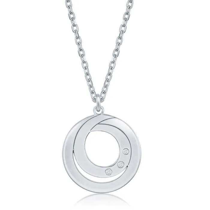 Classic Necklaces Sterling Silver 0015cttw Diamond Double Swirl Design Necklace