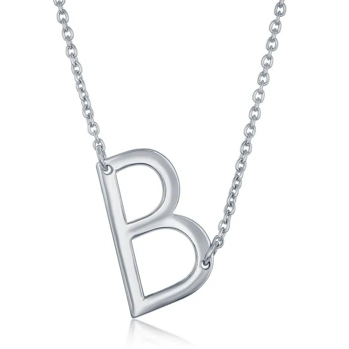 Classic Necklaces Sterling Silver Sideways B Initial Necklace