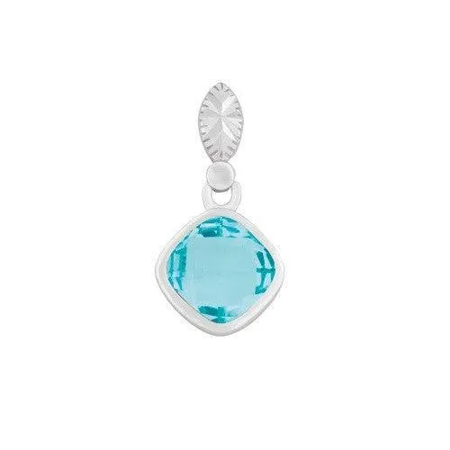 Classic Necklaces Sterling Silver Square Blue Topaz Gemstone Pendant