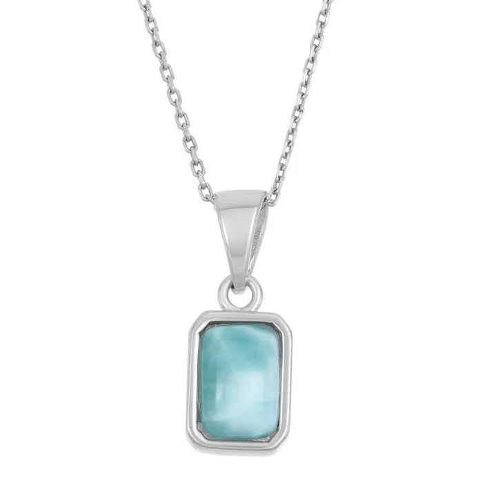 Classic Sterling Silver Small Larimar Pendant Necklaces