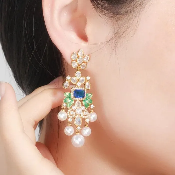 Divine Inspiration Styles Earrings CWW Womens Fashion Beautiful Floral Flower Design Stylish Luxury Statement Earrings