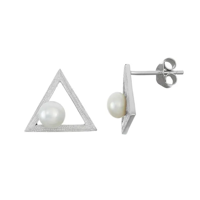 Earrings Classic Sterling Silver Open Triangle with FWP Earrings