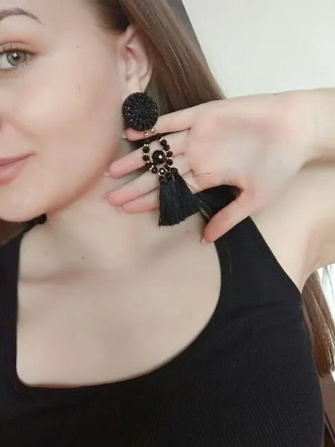 Earrings Divine Inspiration Styles HCL Womens Elegant Fashion Vintage Statement Tassel Earrings