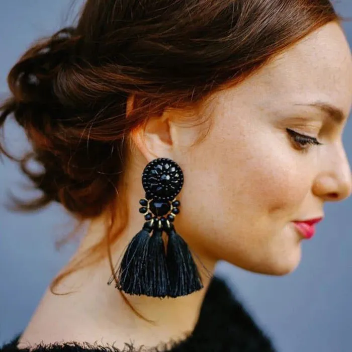 Earrings Divine Inspiration Styles HCL Womens Elegant Fashion Vintage Statement Tassel Earrings