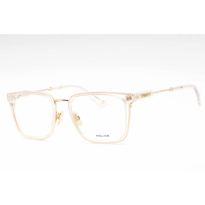 Earrings Police Police Mens Eyeglasses Shiny Rose Gold Metal Square Full Rim Frame VPLF09M 300Y