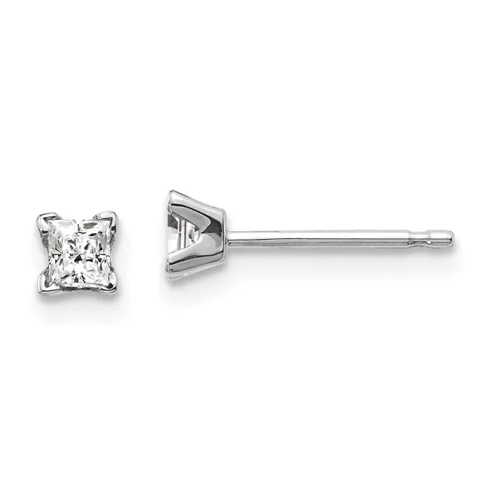 Jewelry Earrings 14k White Gold 275mm Princess Cut Stud Earring Mountings No Stones No Backs