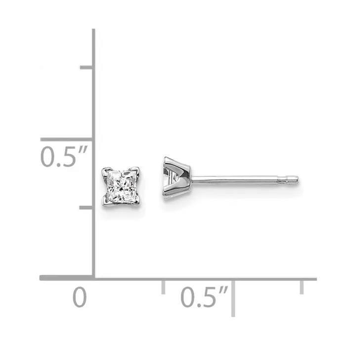 Jewelry Earrings 14k White Gold 275mm Princess Cut Stud Earring Mountings No Stones No Backs