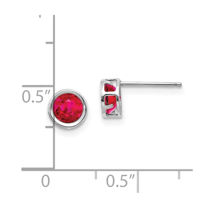 Jewelry Earrings 14k White Gold 5mm Bezel Ruby Stud Earrings