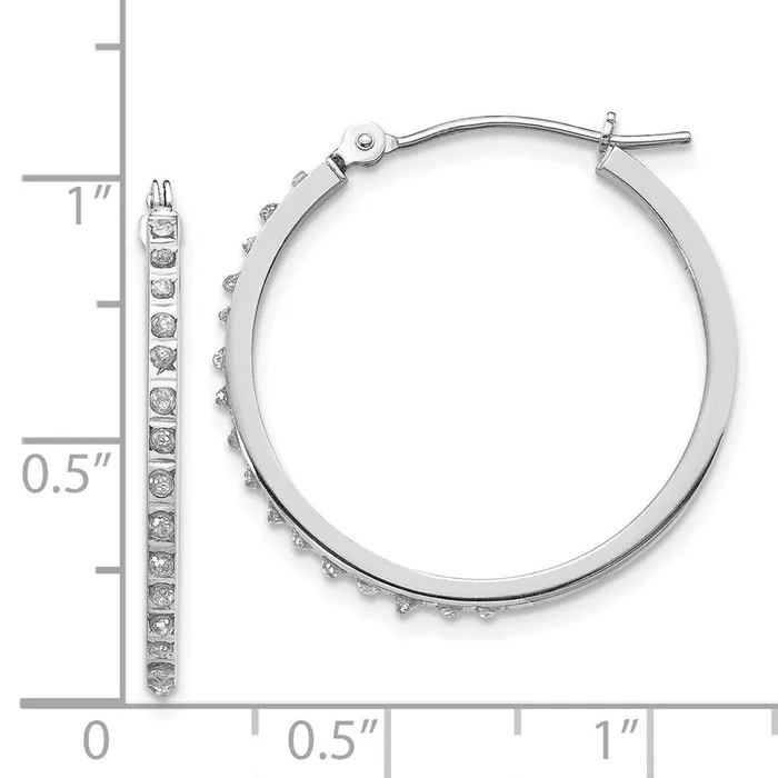 Jewelry Earrings 14k White Gold Diamond Fascination Round Hinged Hoop Earrings Jewelry Earrings 14k White Gold Diamond Fascination Round Hinged Hoop Earrings