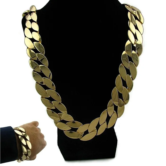 Necklaces 14k Gold Plated Cuban Link Hip Hop Necklace 30 25mm Chain w25 mm Bracelet Set Bling Cartel Admin Necklaces 14k Gold Plated Cuban Link Hip Hop Necklace 30 25mm Chain w25 mm Bracelet Set Bling Cartel Admin